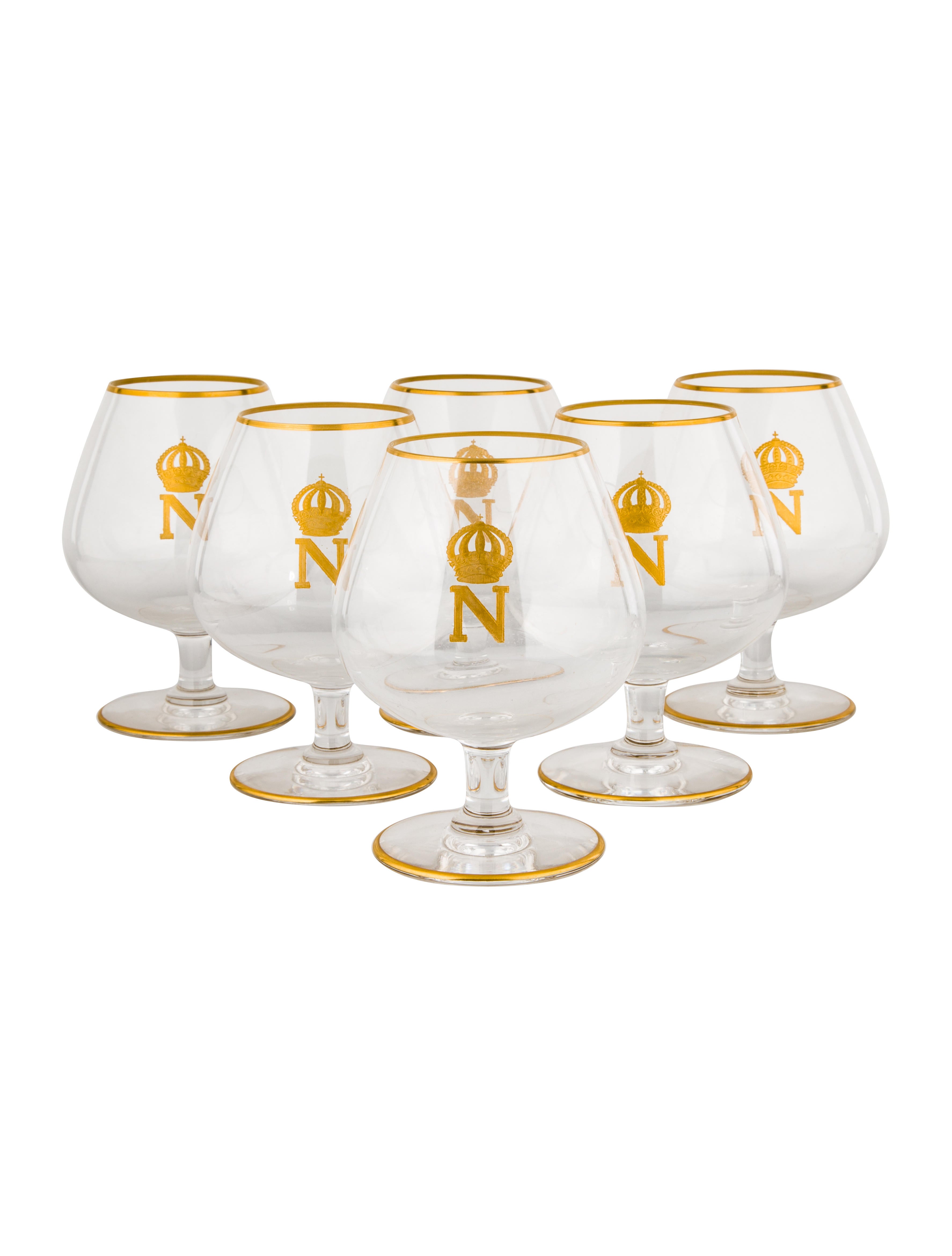 SaintLouis Napoleon Brandy Glasses Gold Drinkware & Barware
