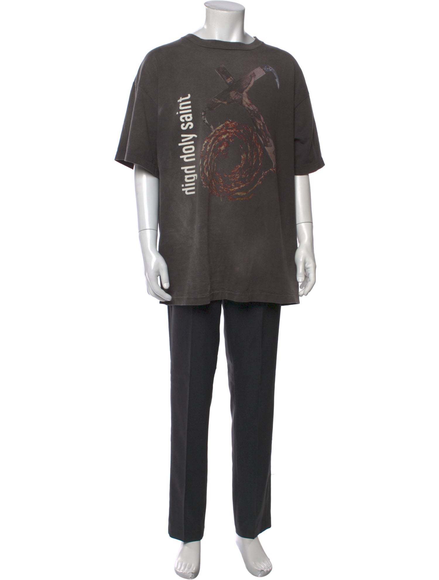 Saint Michael Nine Inch Nails Anchor Graphic Print T-Shirt