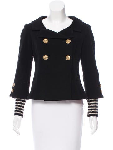 Smythe Double-Breasted Wool-Trimmed Blazer