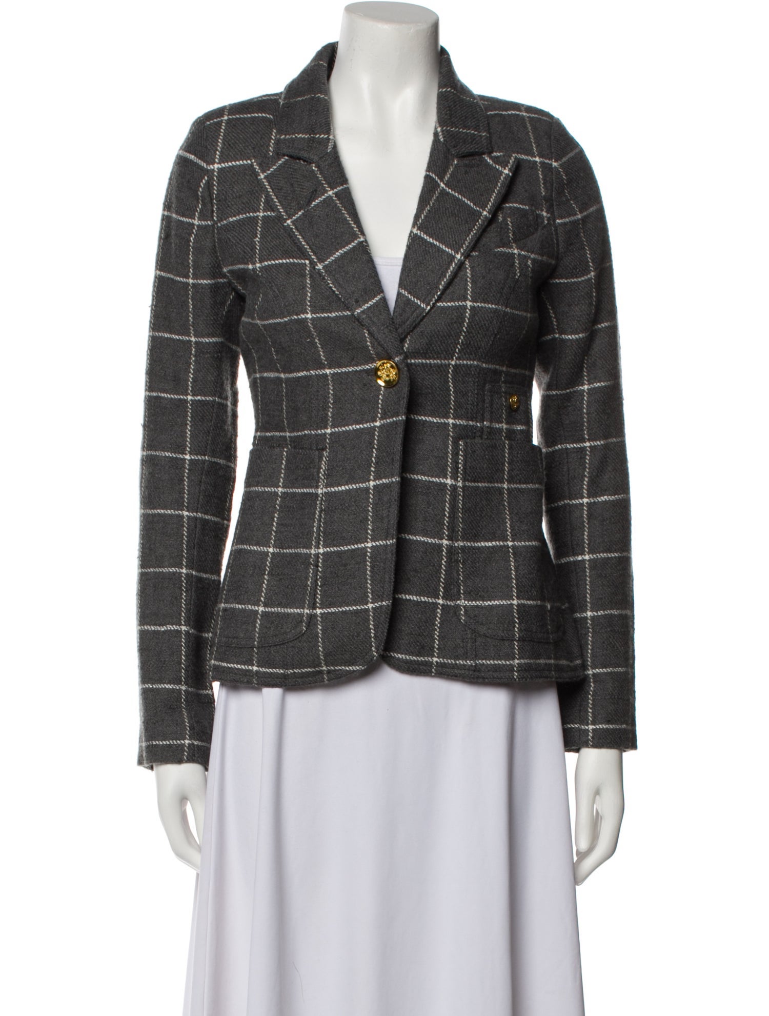 Smythe Wool Plaid Print Blazer