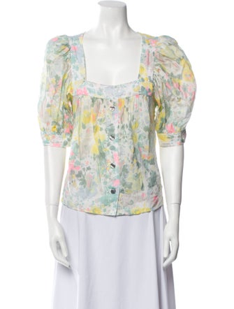 Smythe Floral Print Square Neckline Blouse
