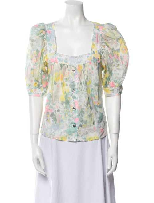 Smythe Floral Print Square Neckline Blouse