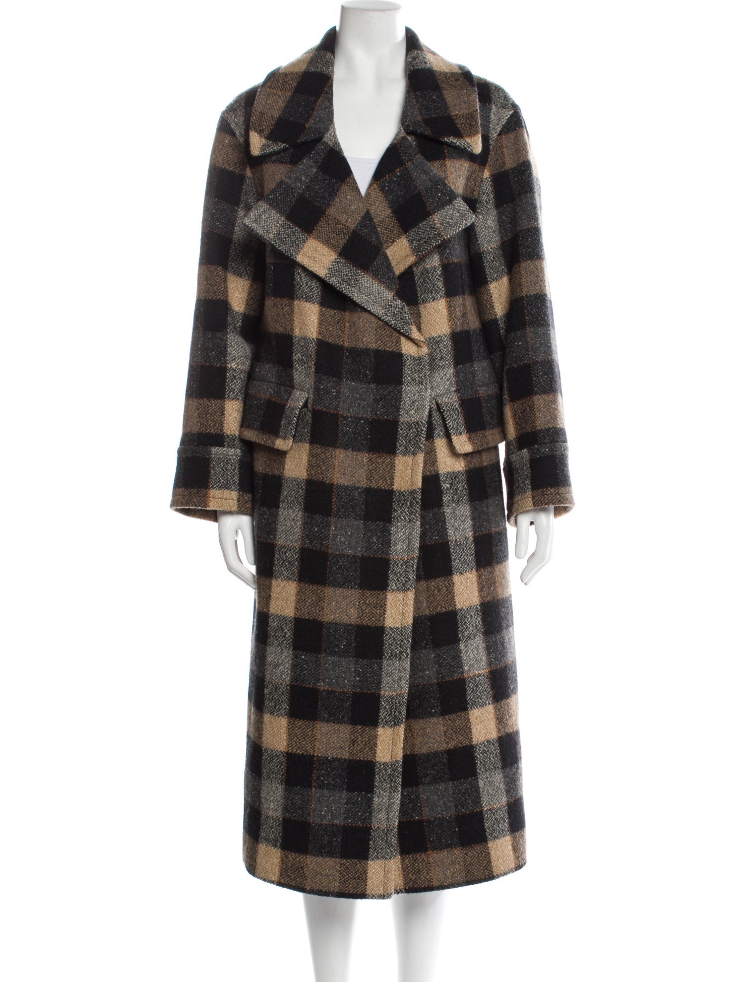 Smythe Virgin Wool Plaid Print Coat