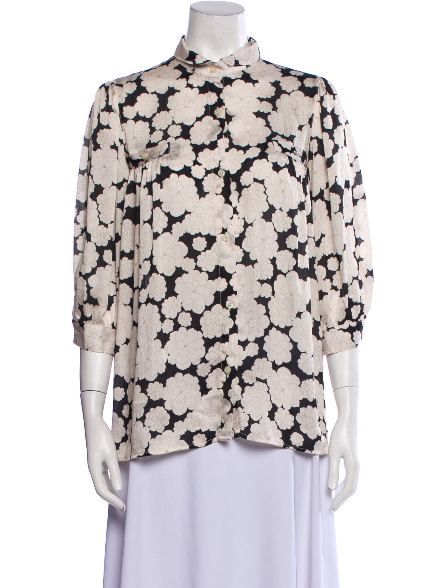 Smythe Floral Print Three-Quarter Sleeve Blouse