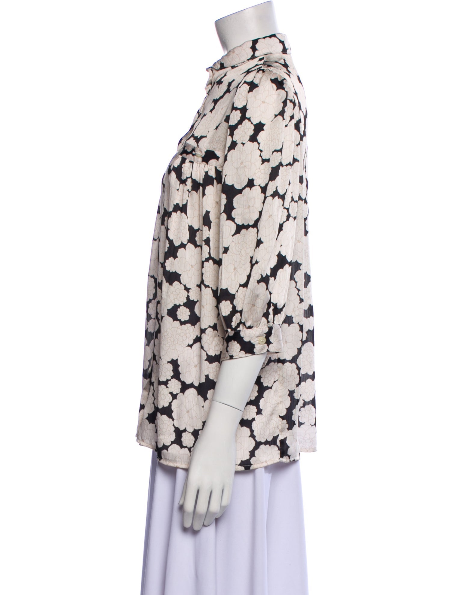 Smythe Floral Print Three-Quarter Sleeve Blouse