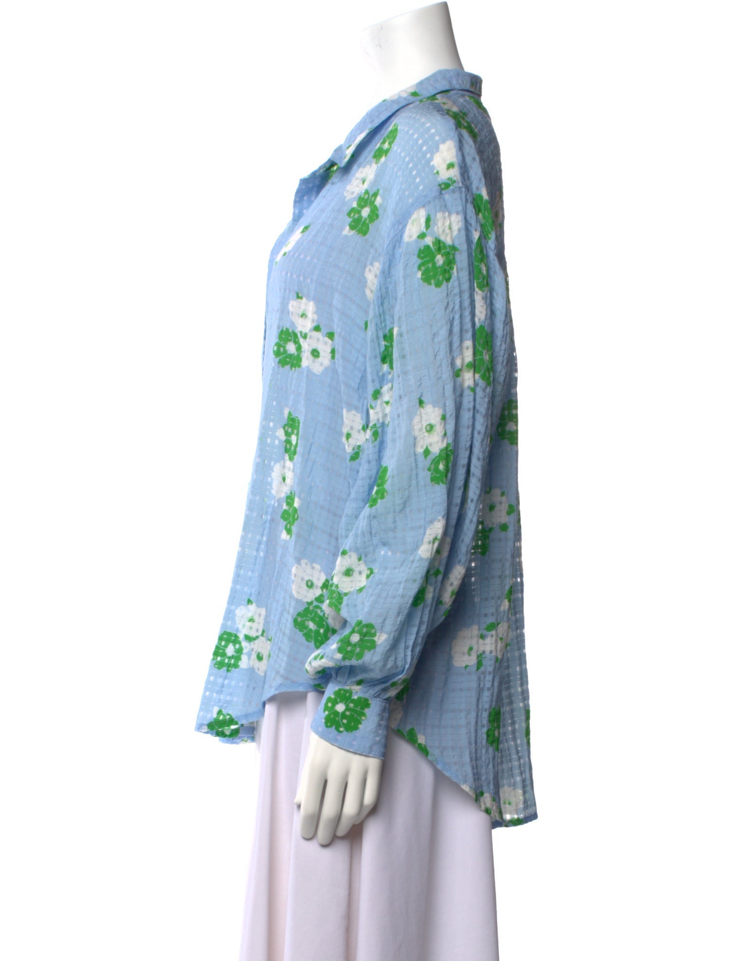 Smythe Floral Print V-Neck Button-Up Top