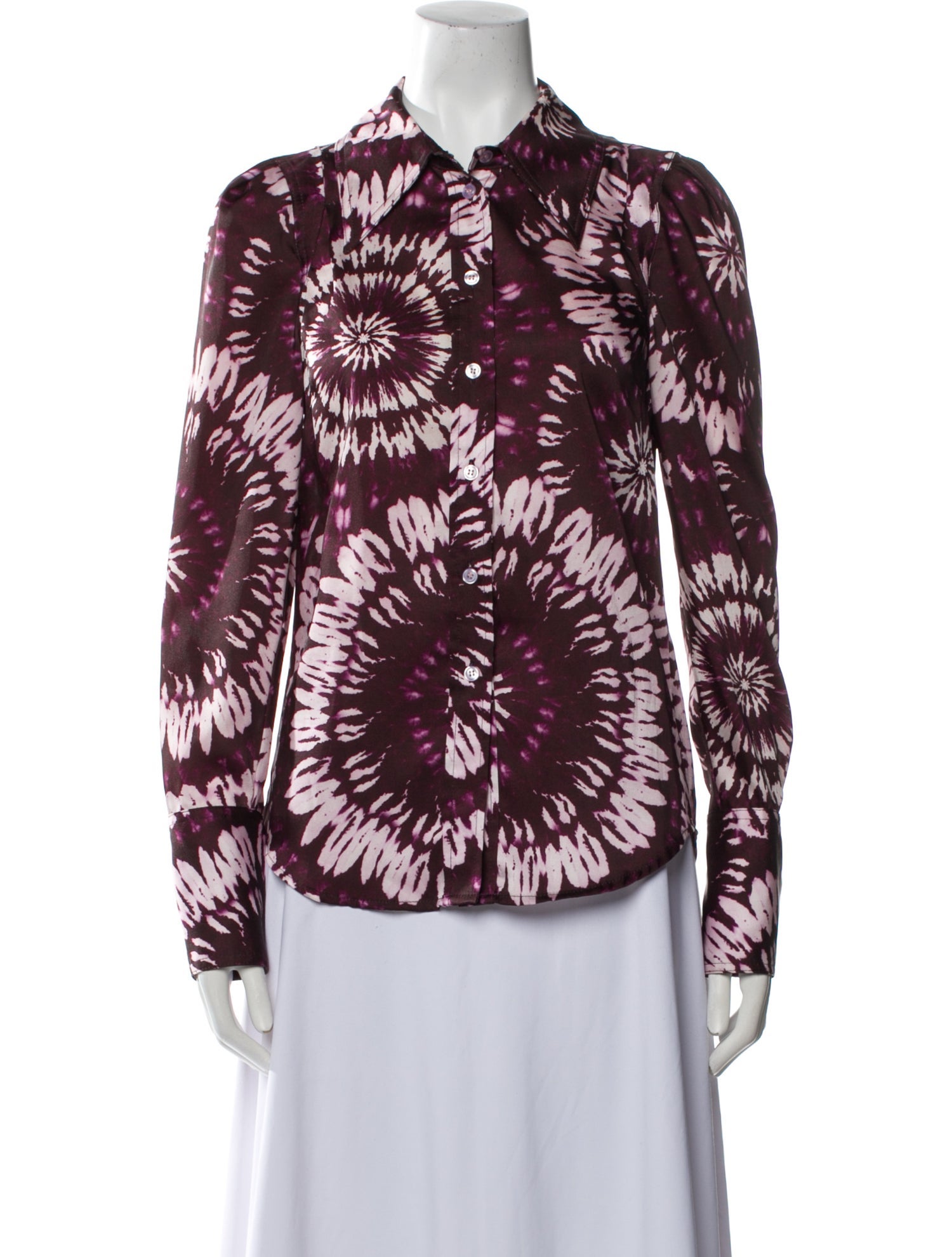 Smythe Printed Long Sleeve Button-Up Top w/ Tags