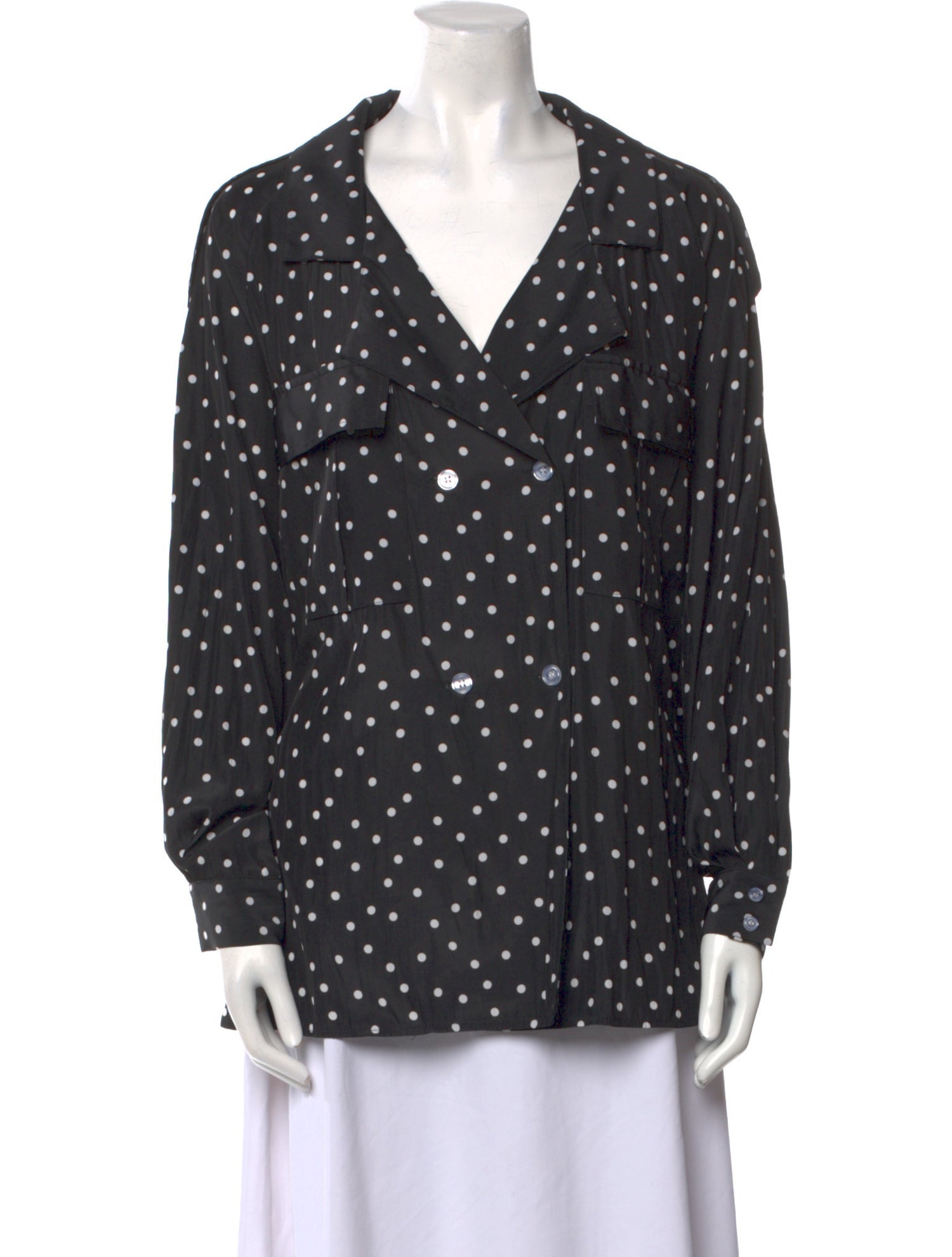 Smythe Polka Dot Print Long Sleeve Button-Up Top