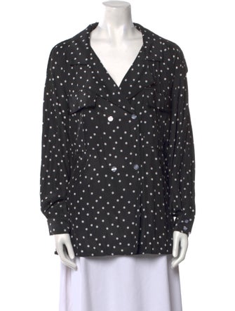 Smythe Polka Dot Print Long Sleeve Button-Up Top