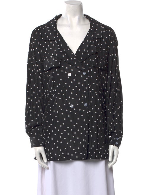 Smythe Polka Dot Print Long Sleeve Button-Up Top