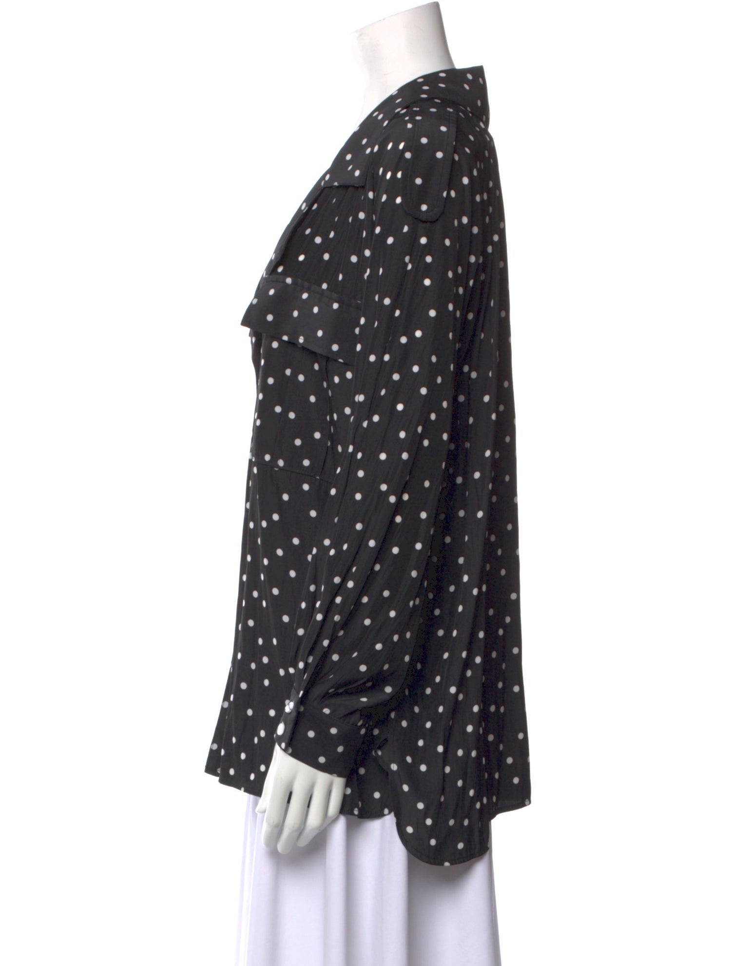 Smythe Polka Dot Print Long Sleeve Button-Up Top