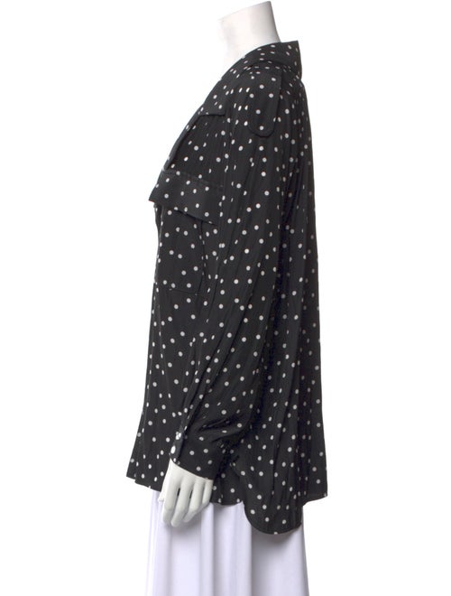 Smythe Polka Dot Print Long Sleeve Button-Up Top