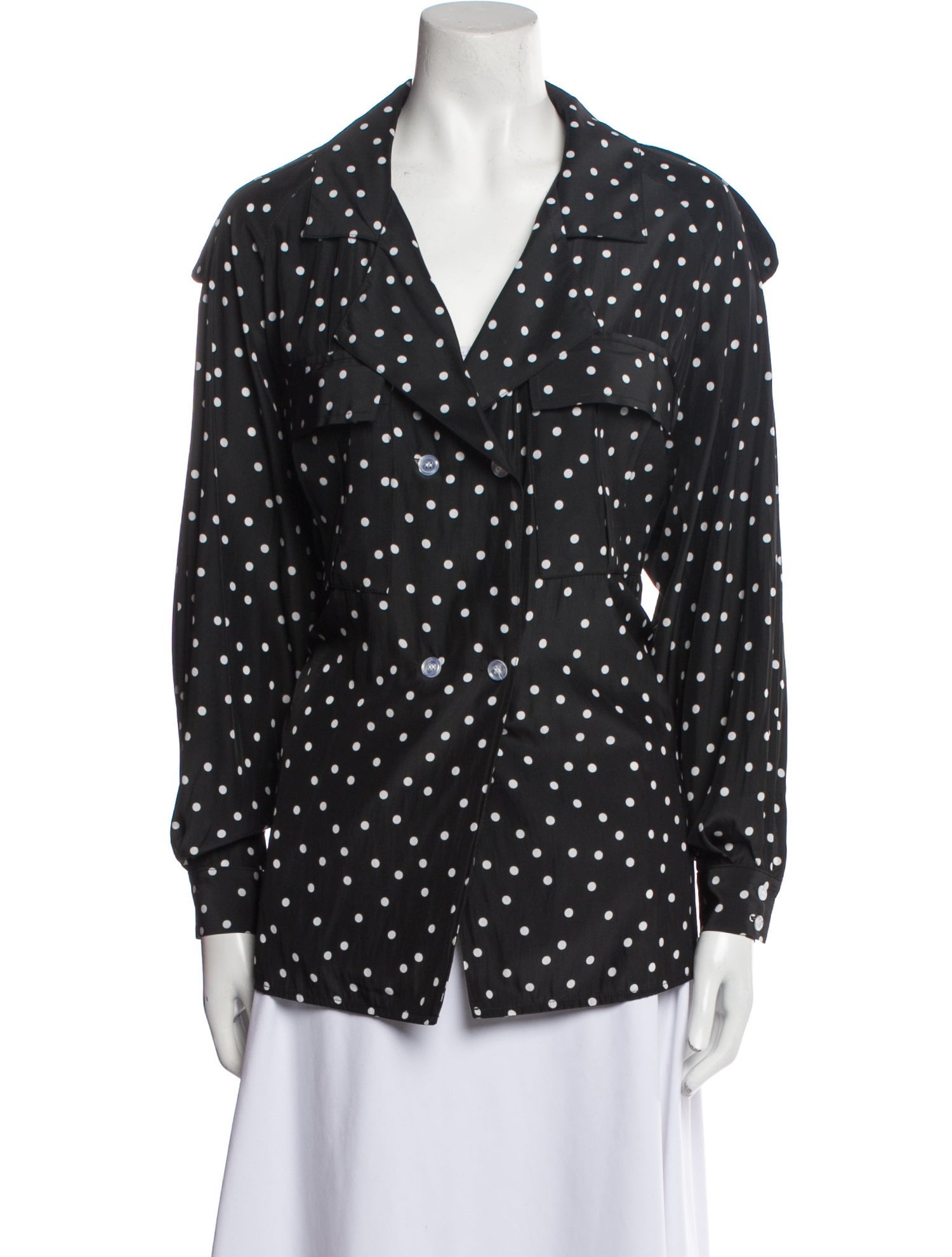 Smythe Polka Dot Print Long Sleeve Button-Up Top