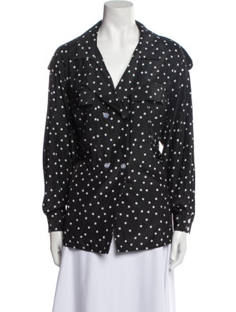 Smythe Polka Dot Print Long Sleeve Button-Up Top
