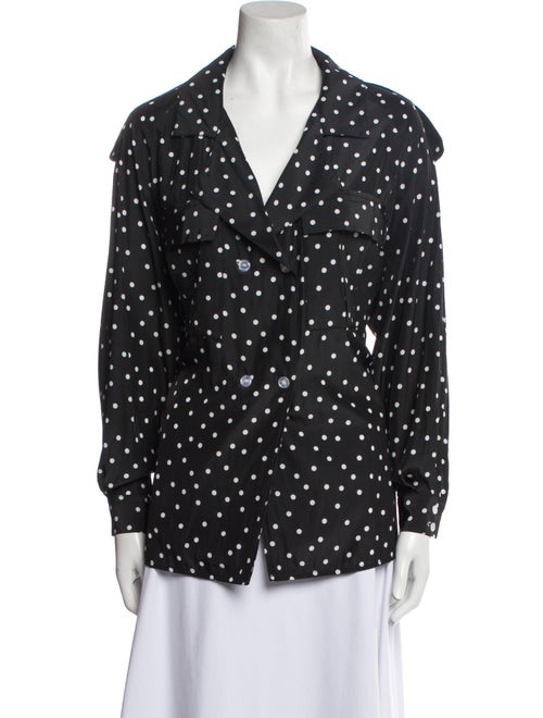 Smythe Polka Dot Print Long Sleeve Button-Up Top