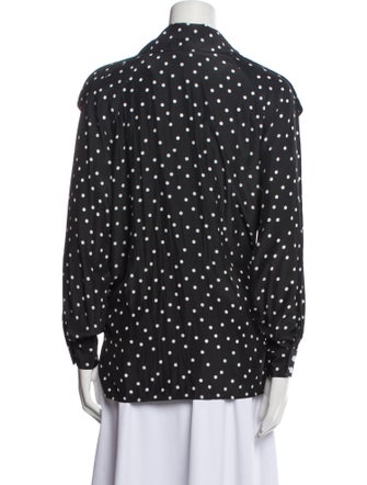Smythe Polka Dot Print Long Sleeve Button-Up Top