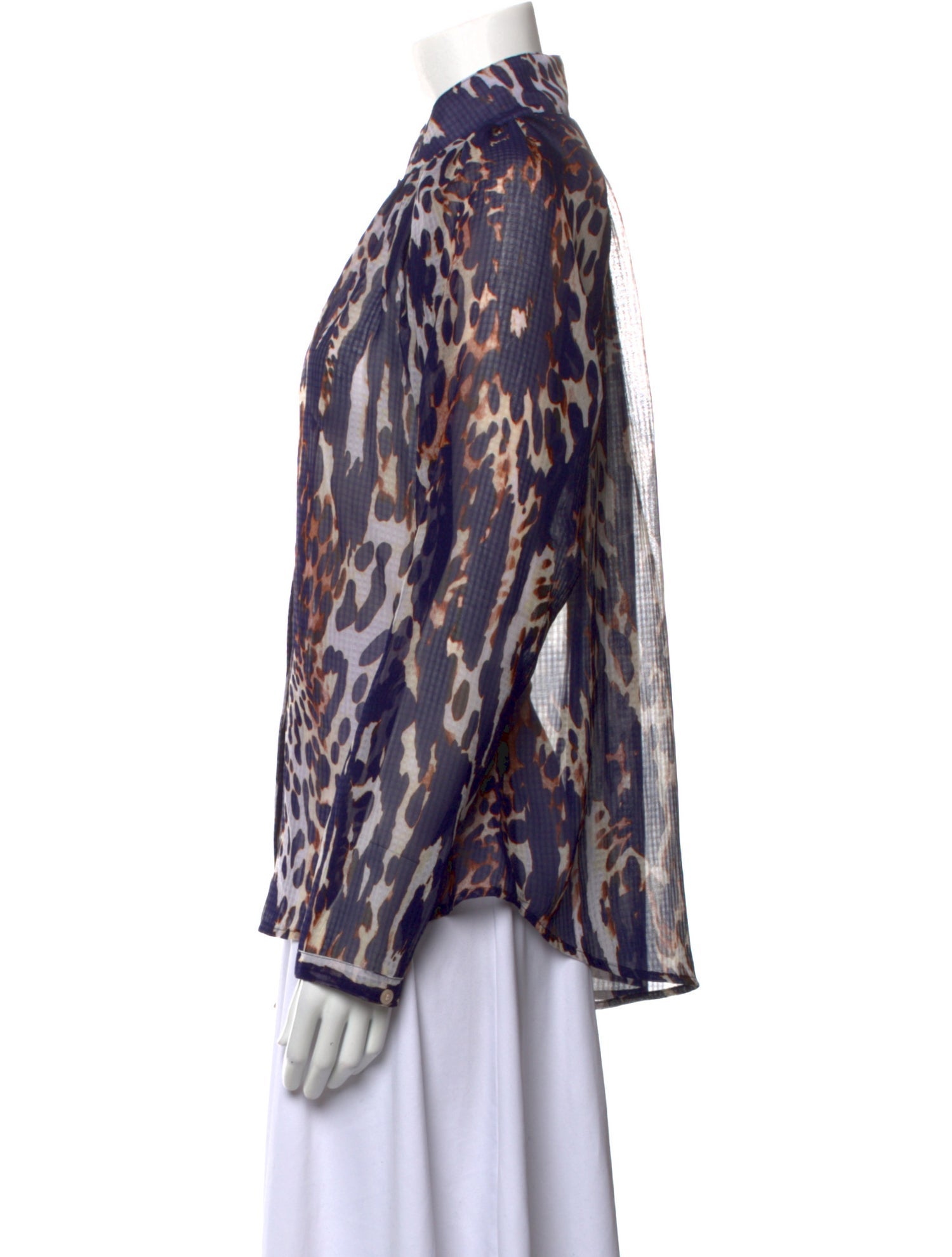 Smythe Animal Print Mock Neck Blouse