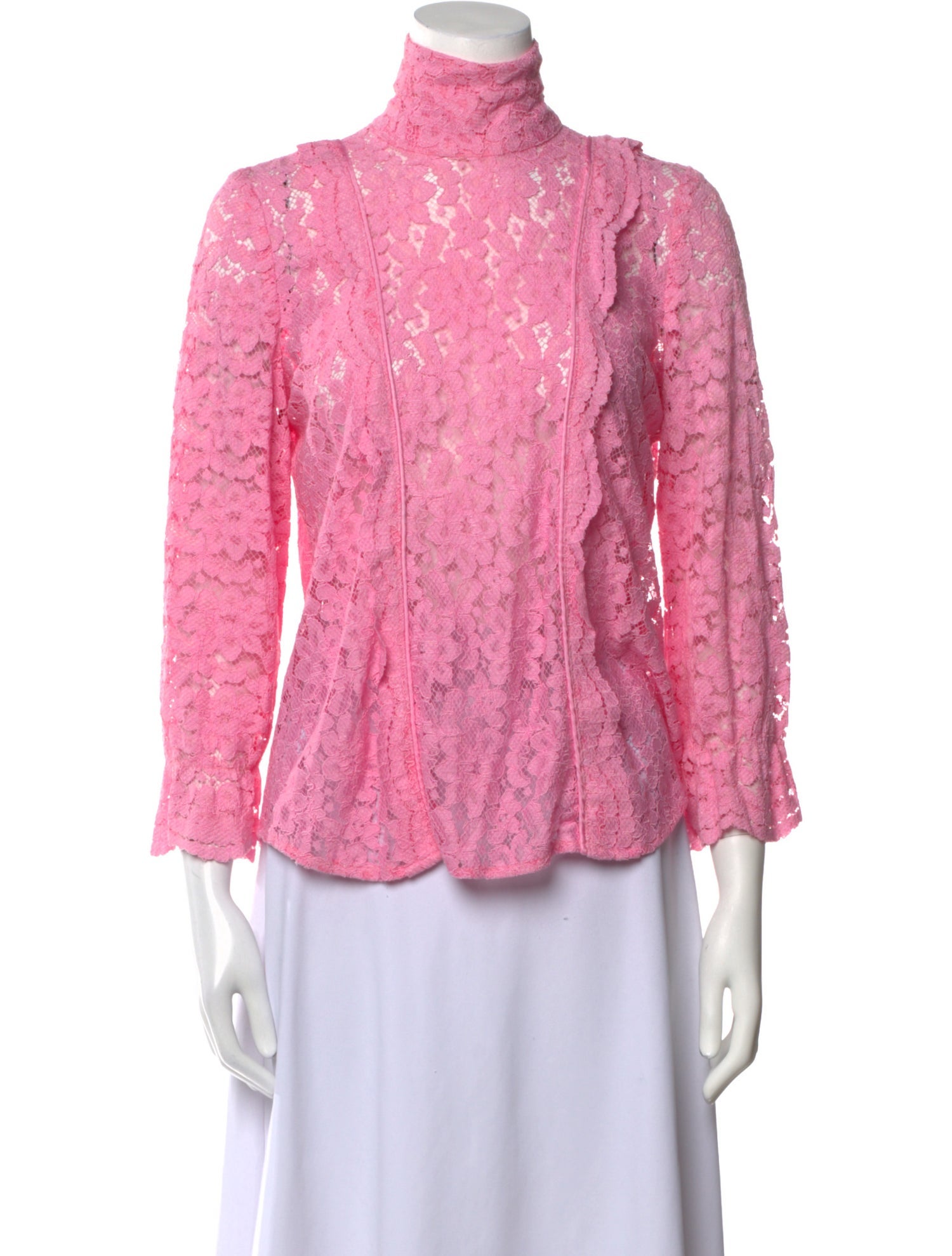 Smythe Lace Pattern Mock Neck Blouse