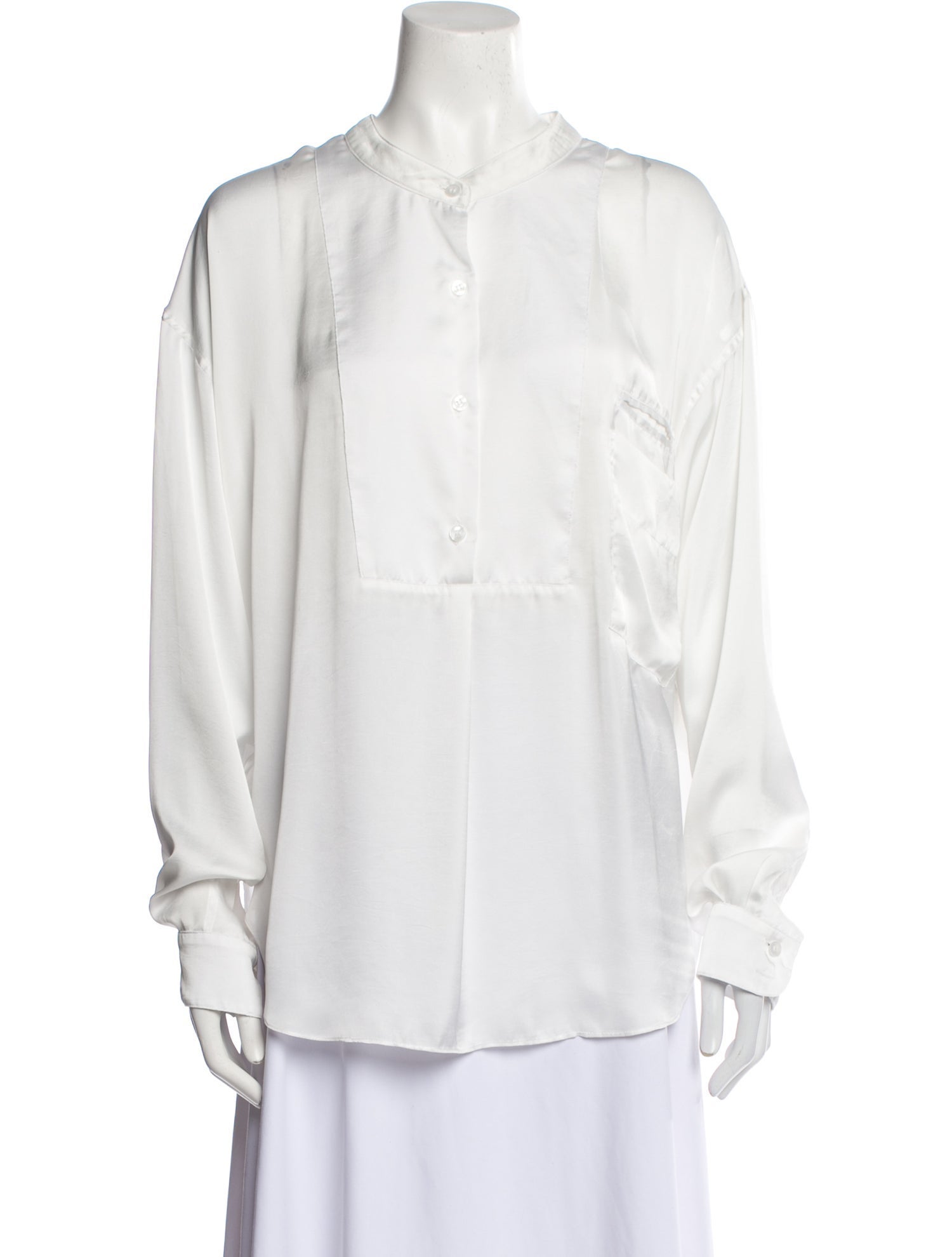 Smythe V-Neck Long Sleeve Button-Up Top