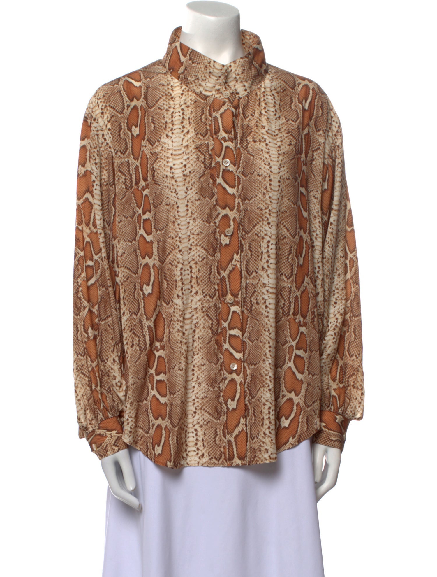 Smythe Animal Print Long Sleeve Button-Up Top