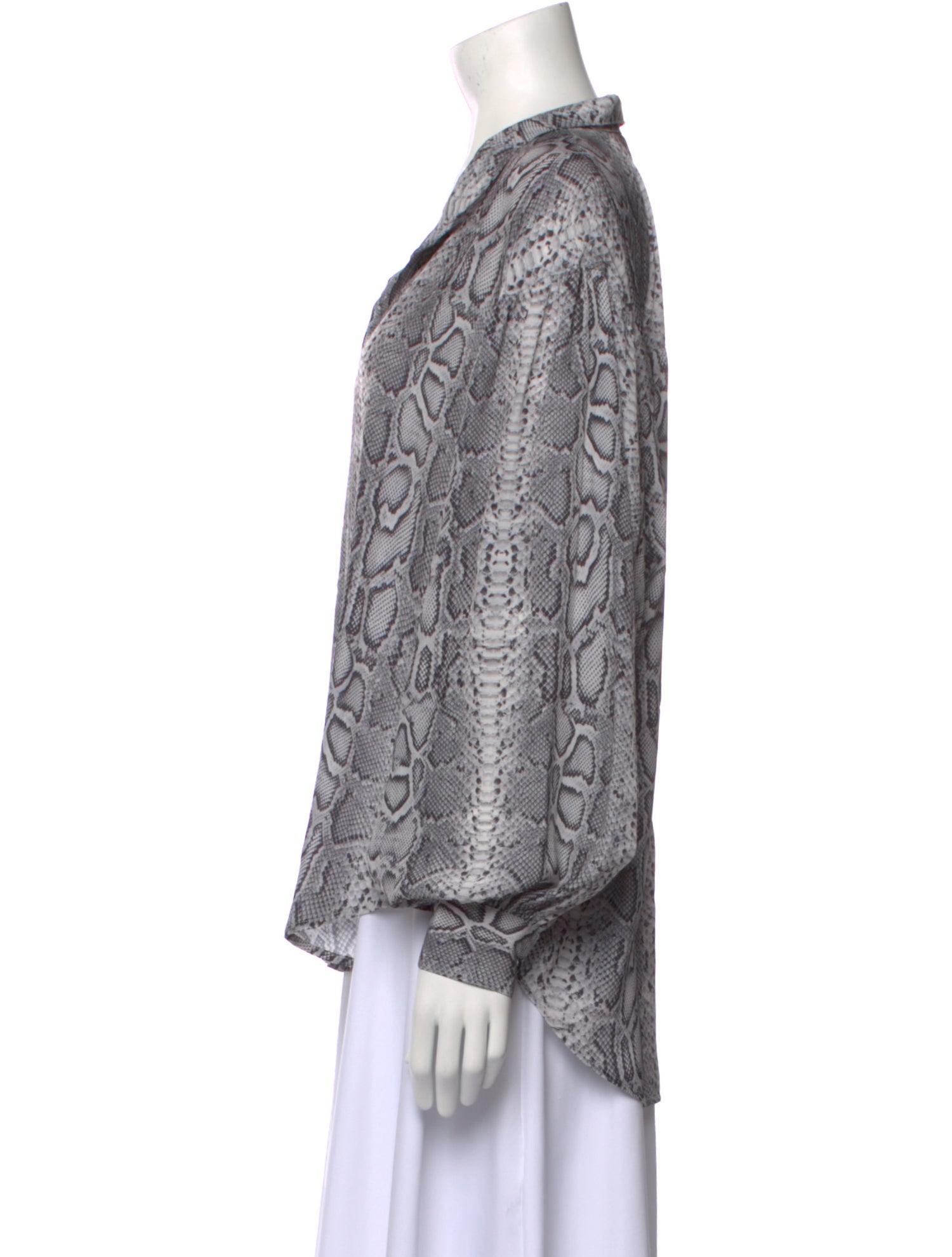 Smythe Animal Print V-Neck Button-Up Top