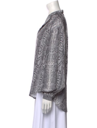 Smythe Animal Print V-Neck Button-Up Top