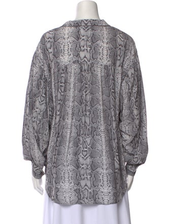 Smythe Animal Print V-Neck Button-Up Top