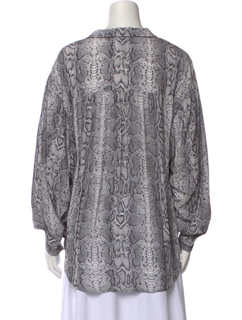 Smythe Animal Print V-Neck Button-Up Top