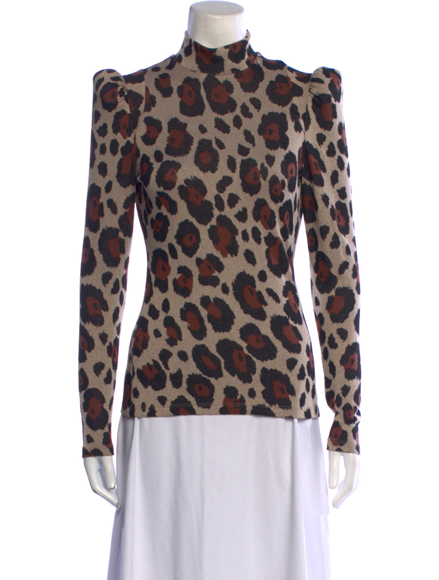 Smythe Animal Print Mock Neck Top