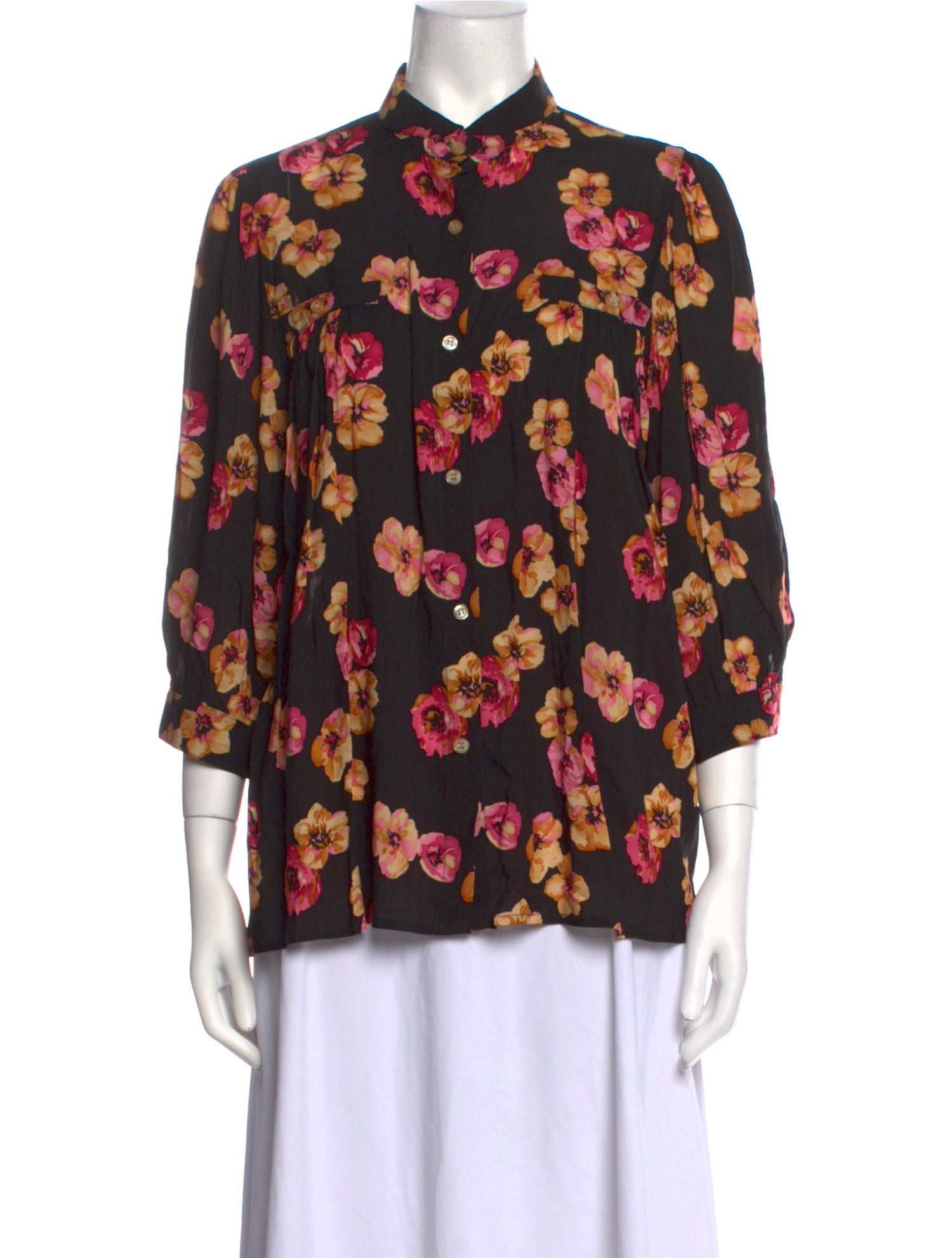 Smythe Floral Print Three-Quarter Sleeve Blouse