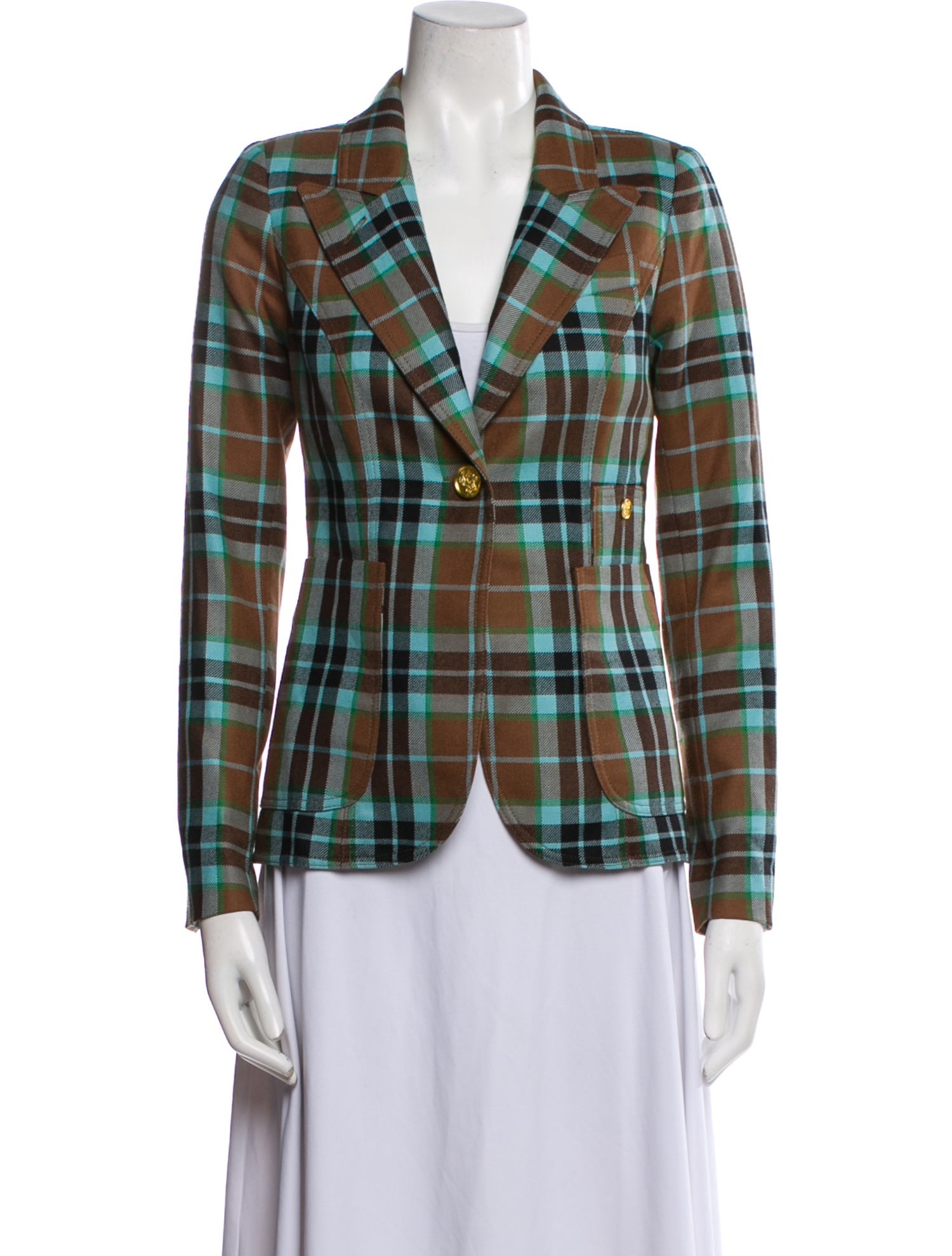 Smythe Wool Plaid Print Blazer