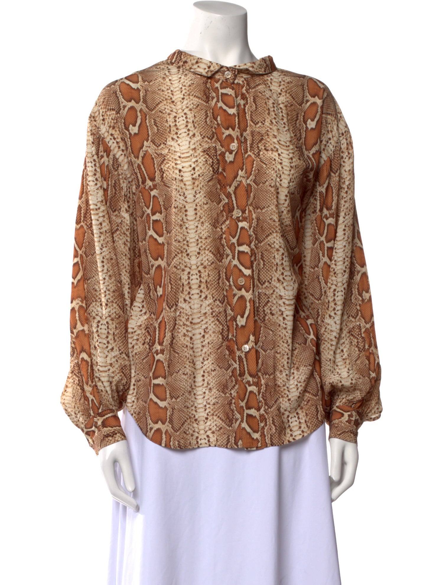 Smythe Animal Print Mock Neck Blouse