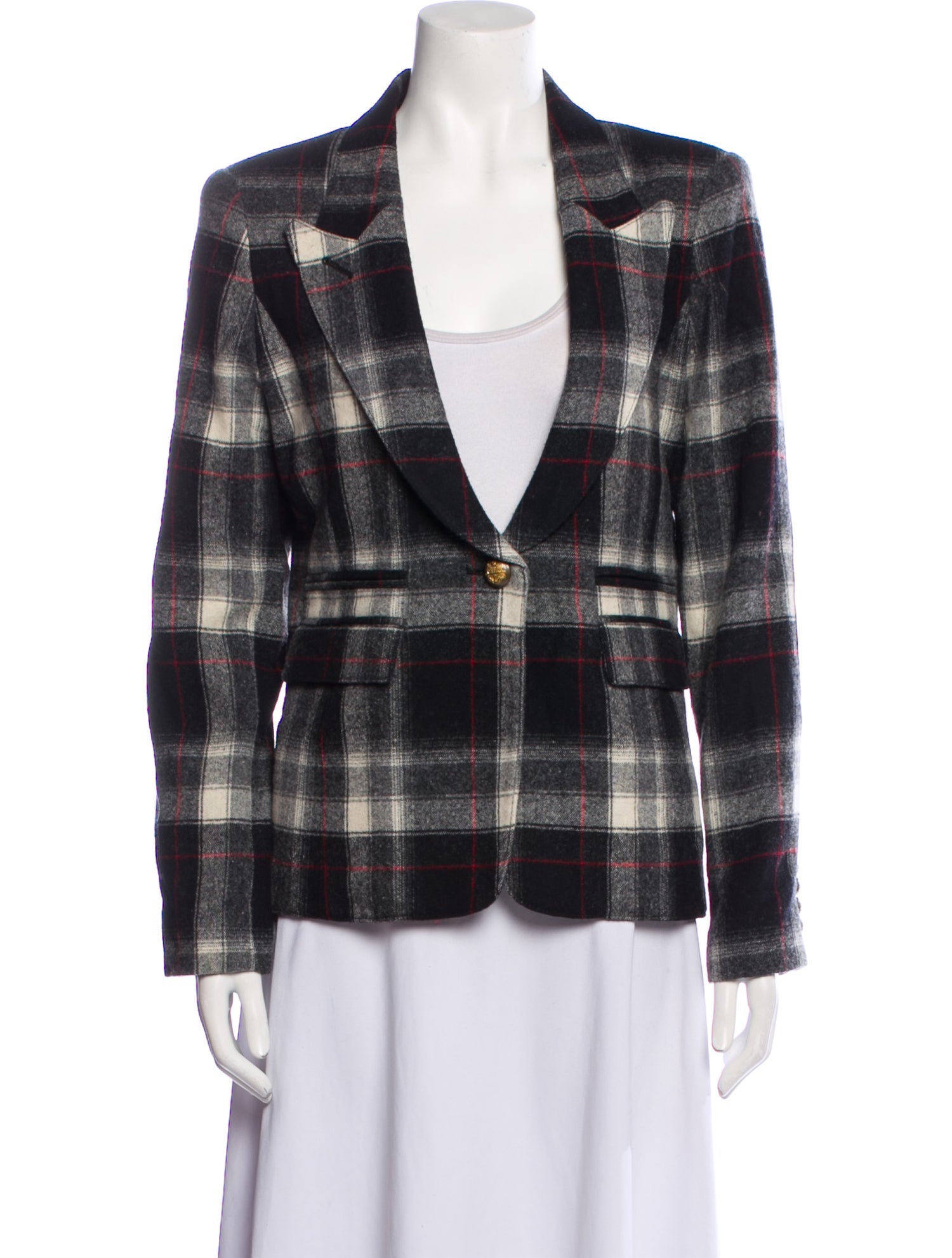 Smythe Wool Plaid Print Blazer