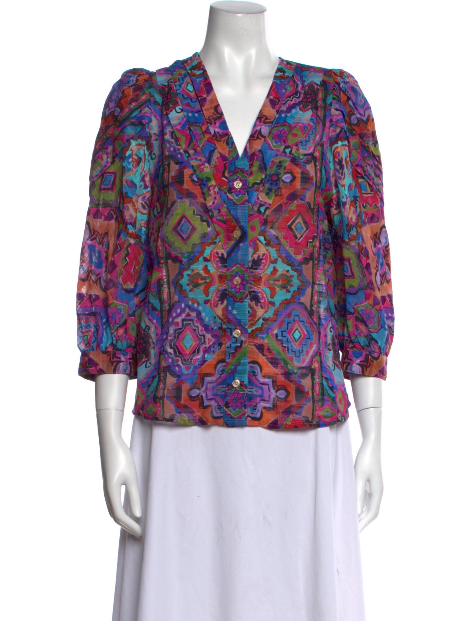 Smythe Printed V-Neck Blouse
