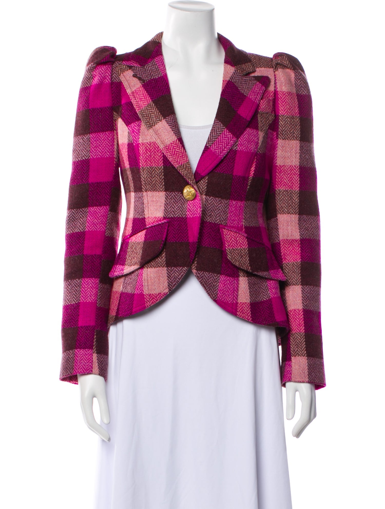 Smythe Wool Plaid Print Blazer