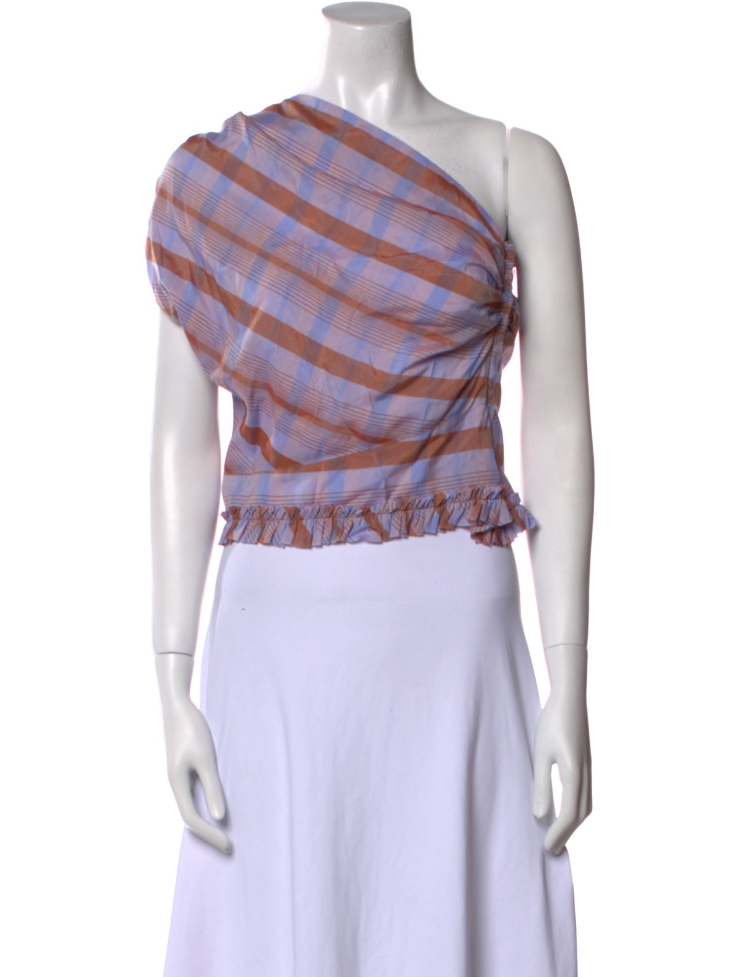Smythe Striped One-Shoulder Crop Top