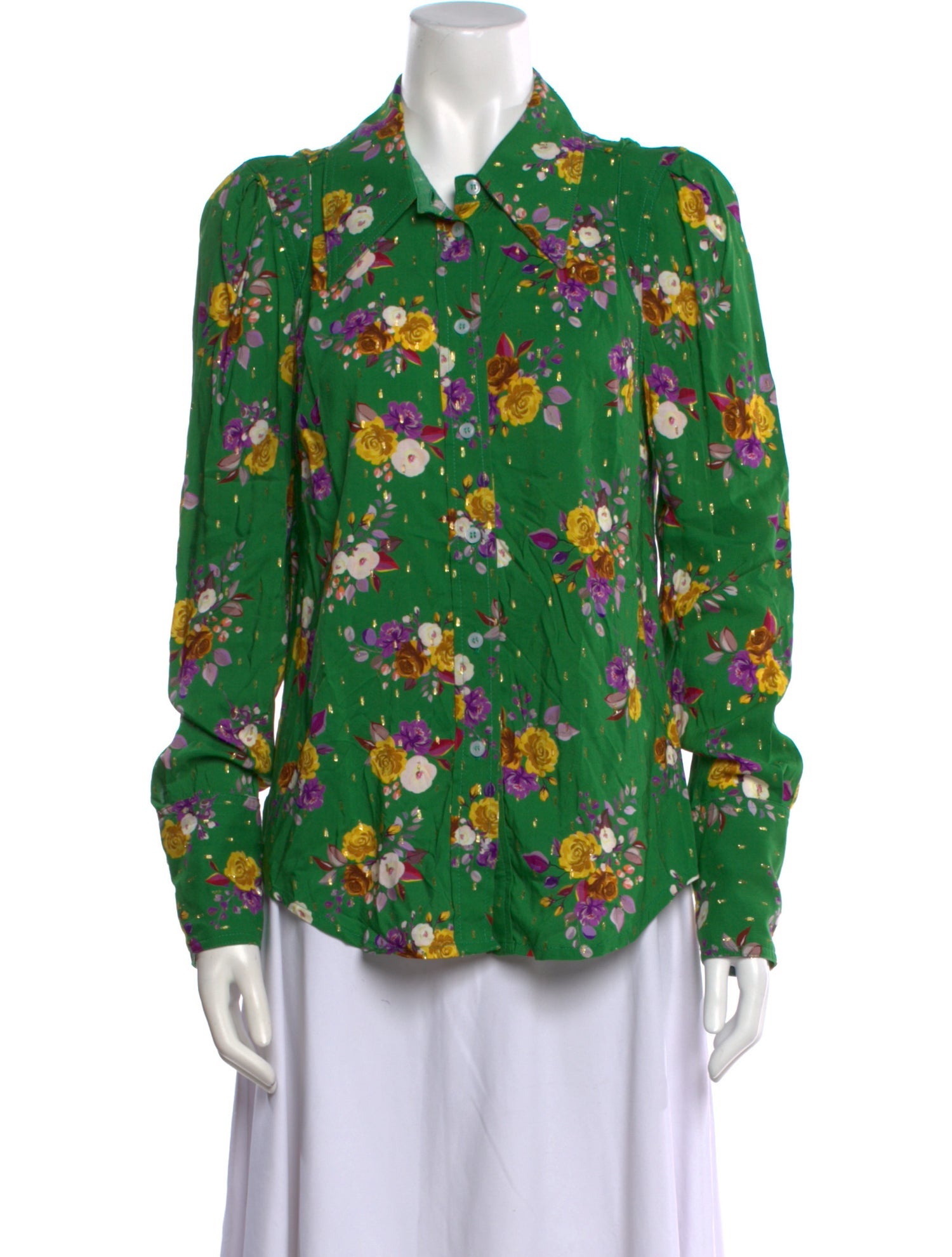 Smythe Floral Print Long Sleeve Button-Up Top