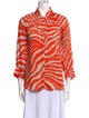 Smythe Animal Print Mock Neck Button-Up Top