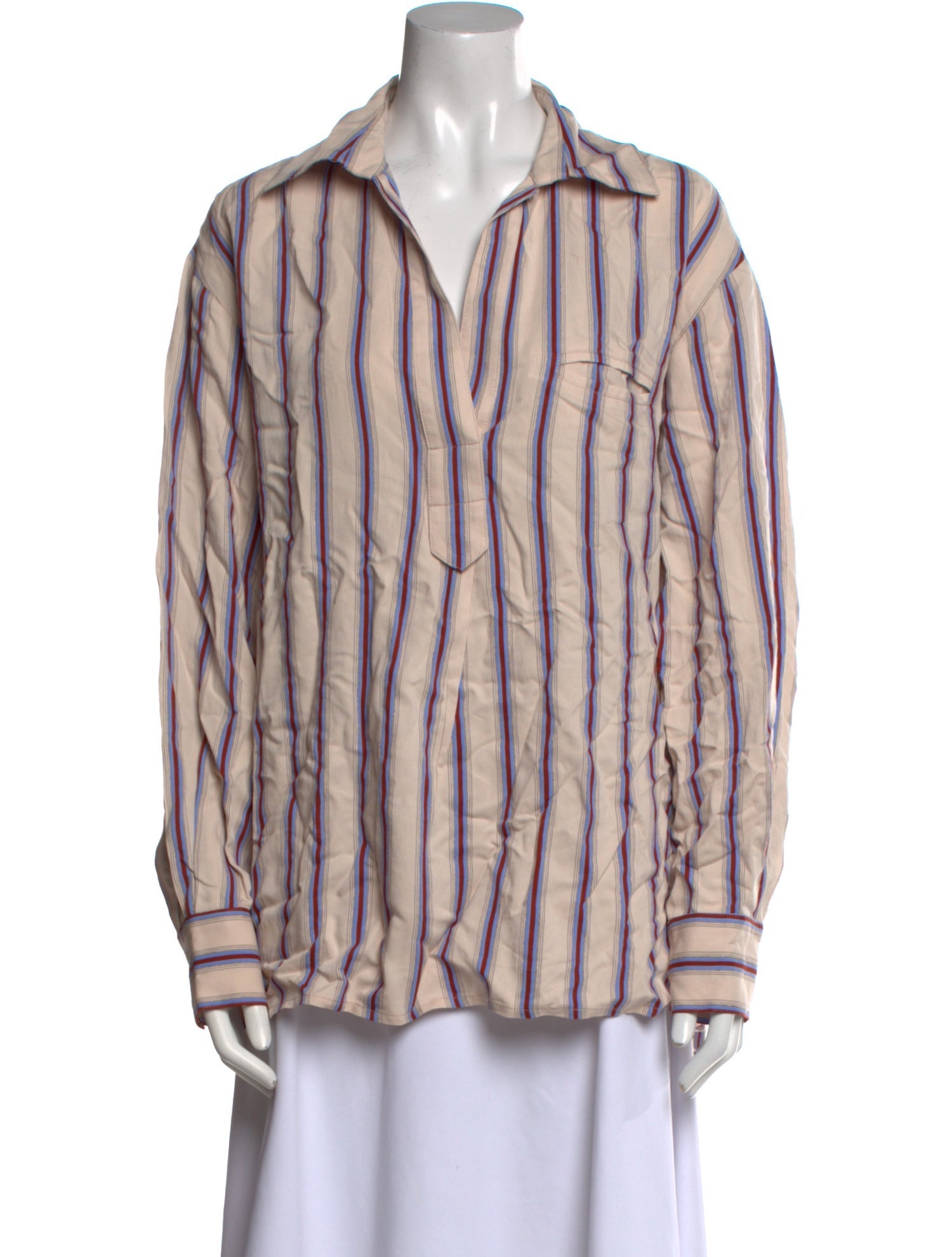 Smythe Striped Long Sleeve Button-Up Top