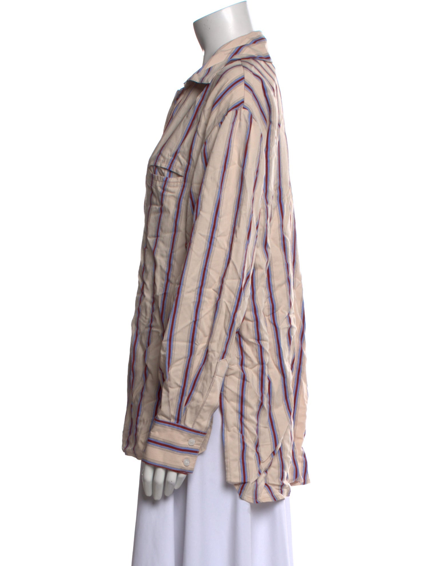 Smythe Striped Long Sleeve Button-Up Top