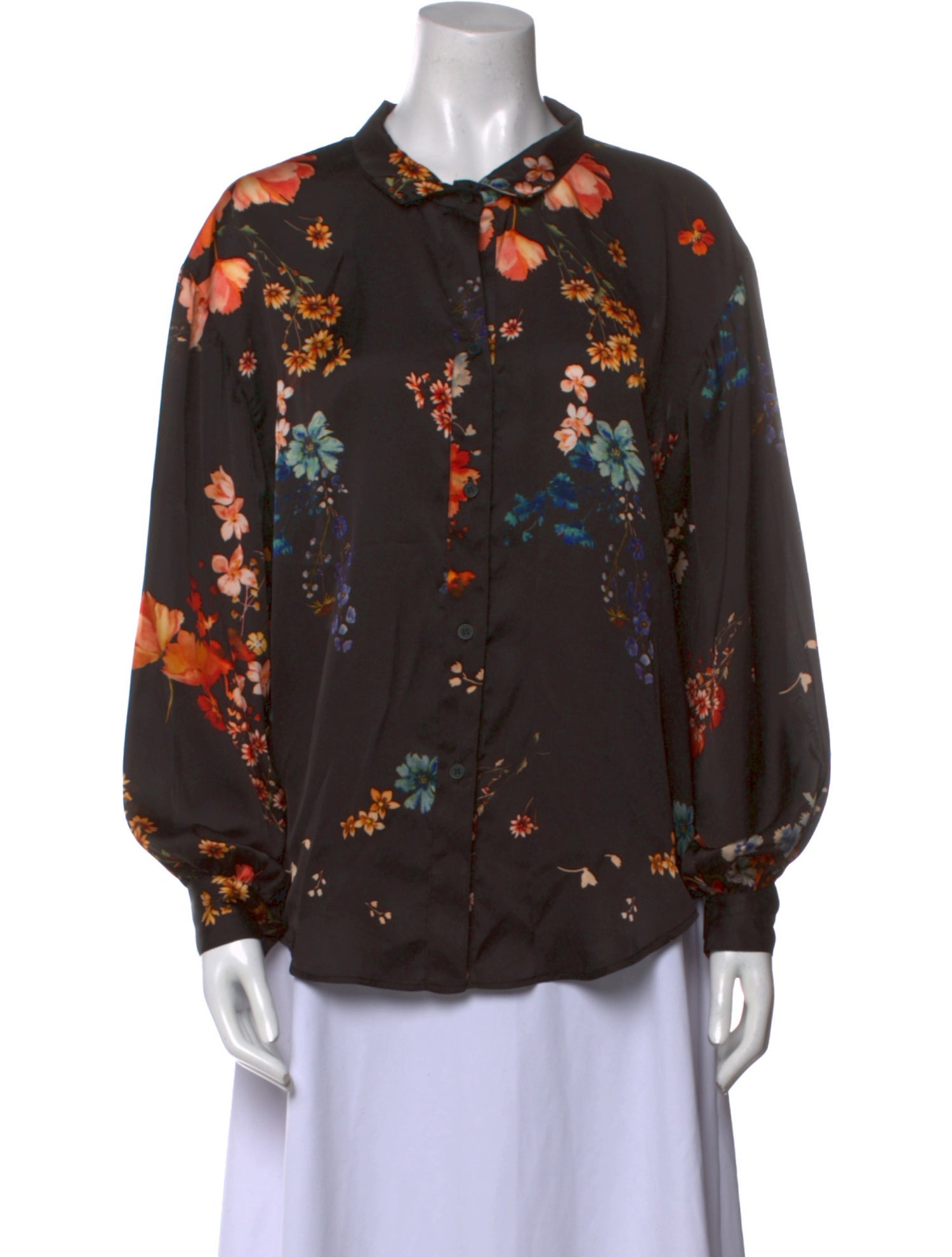 Smythe Floral Print Long Sleeve Button-Up Top