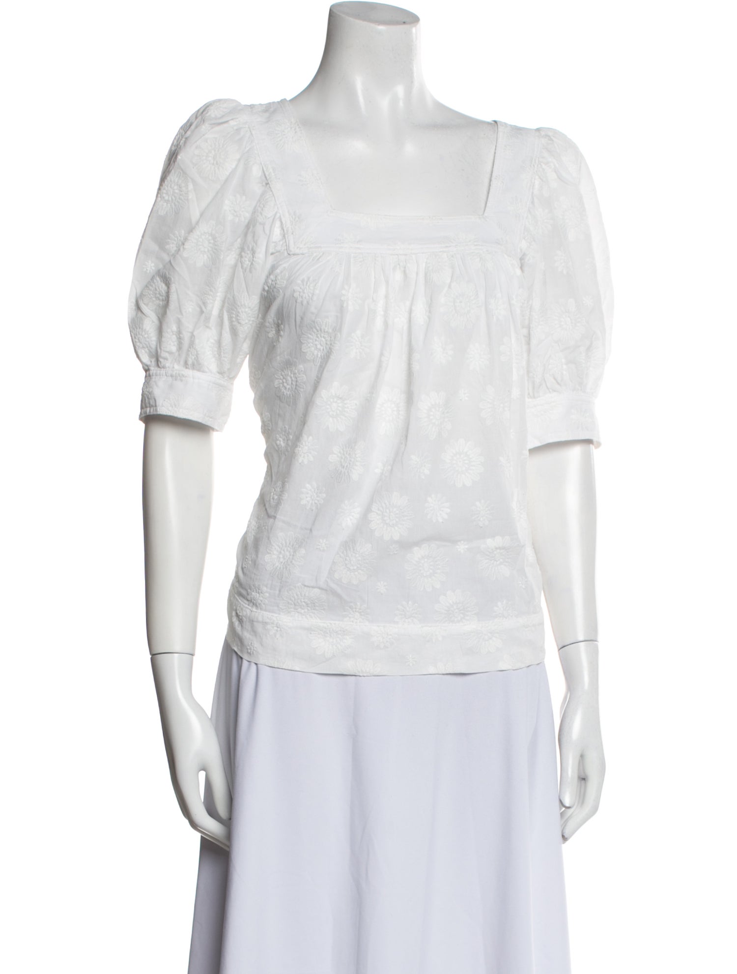 Smythe Square Neckline Short Sleeve Top