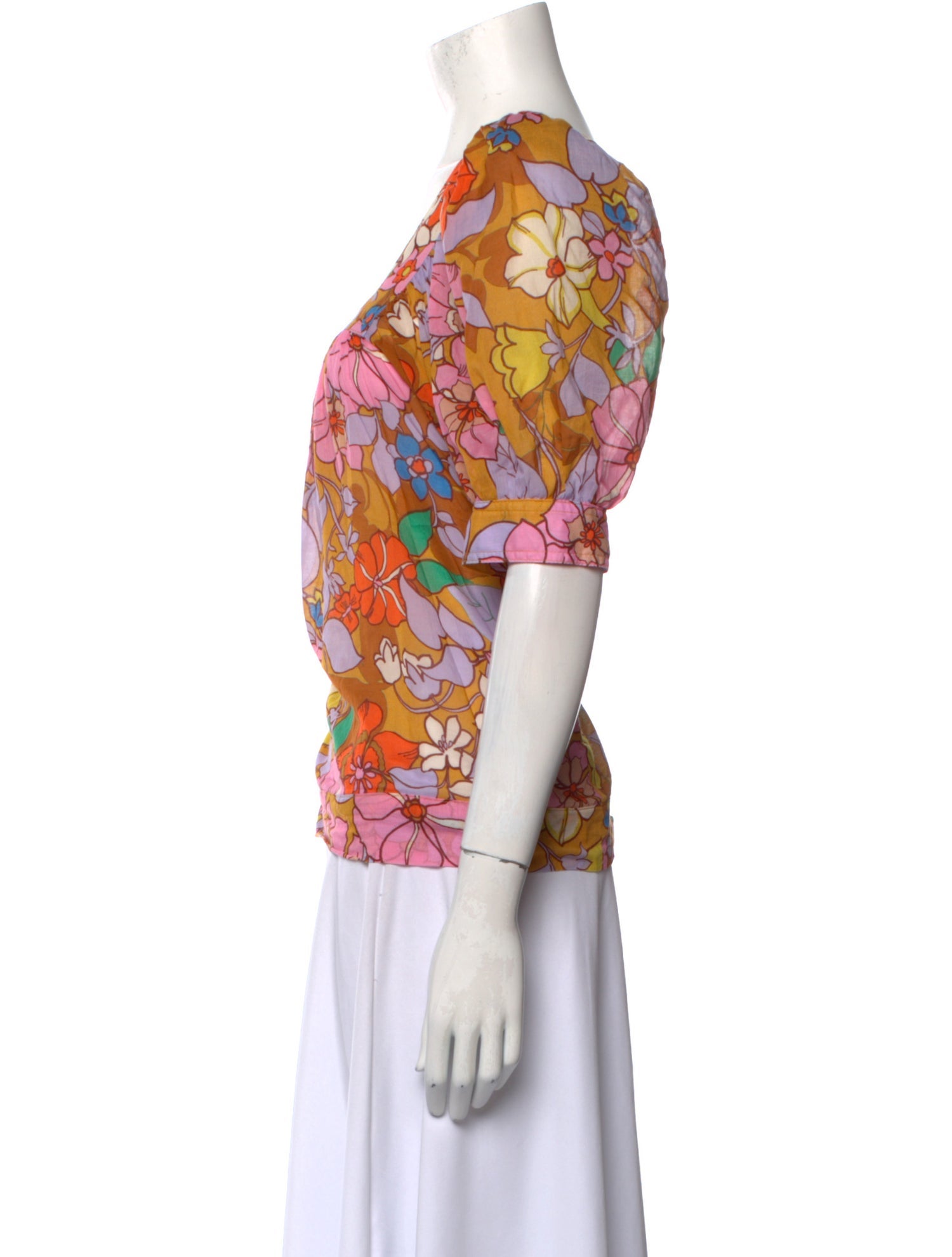 Smythe Floral Print Square Neckline Blouse