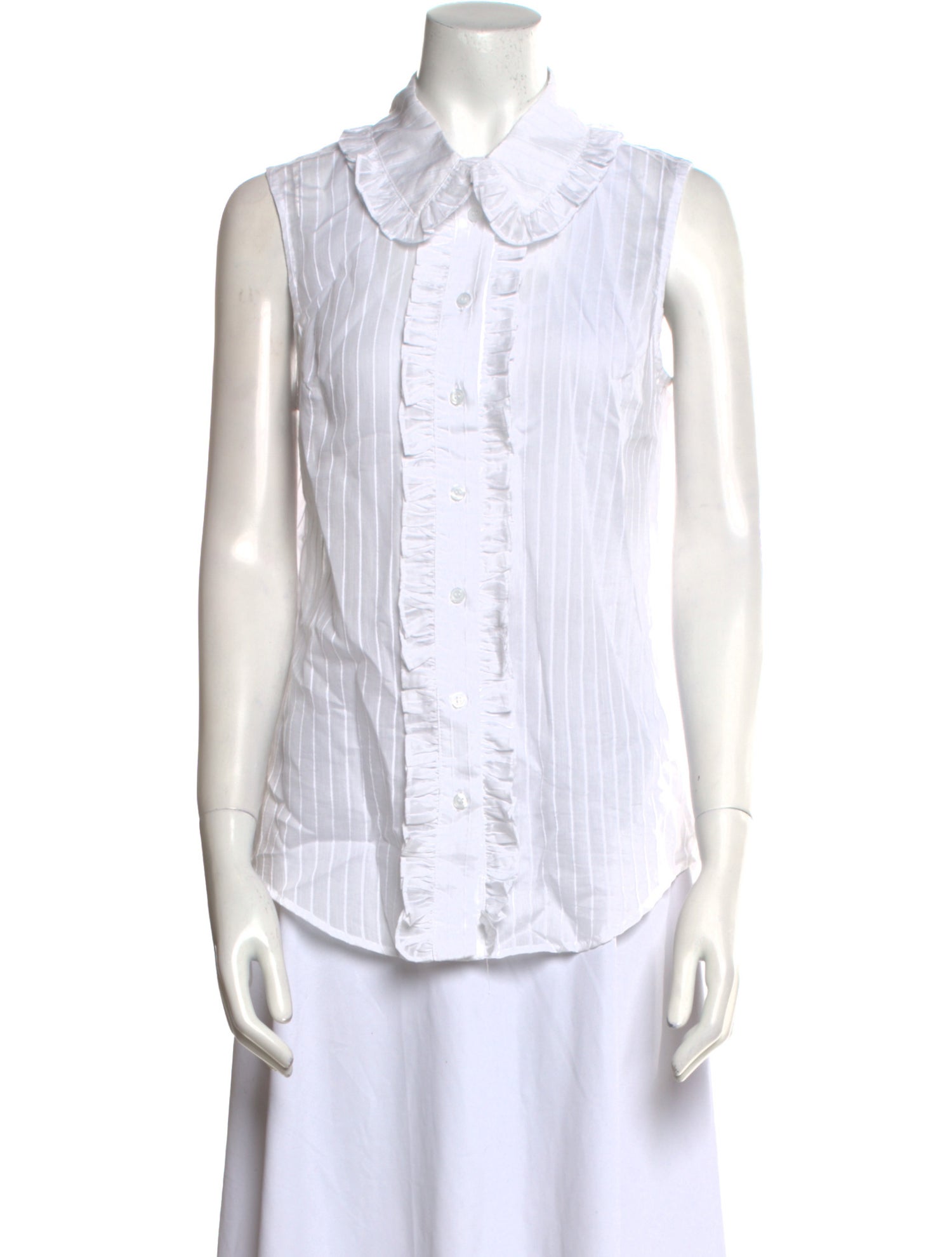 Smythe Striped Sleeveless Button-Up Top