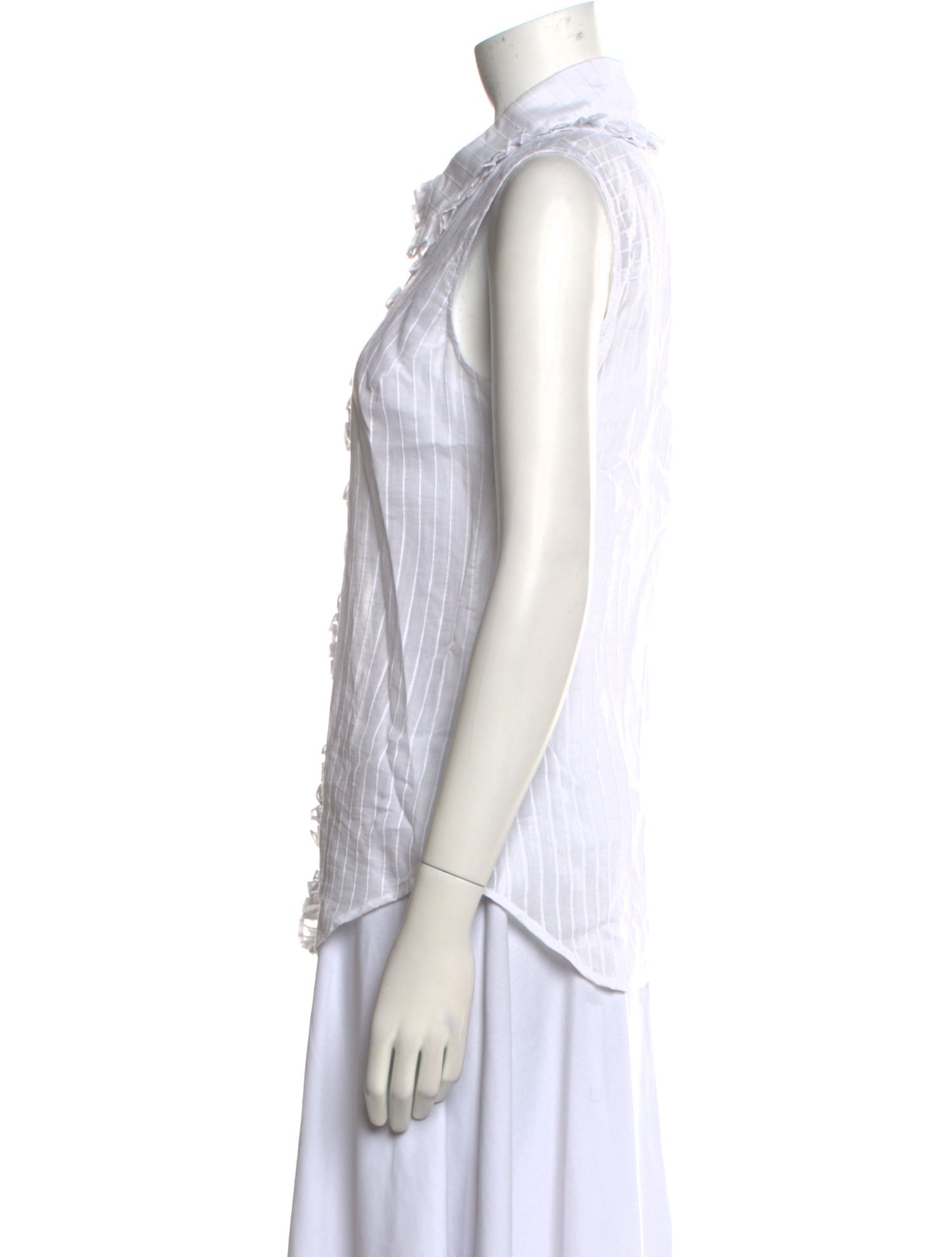 Smythe Striped Sleeveless Button-Up Top