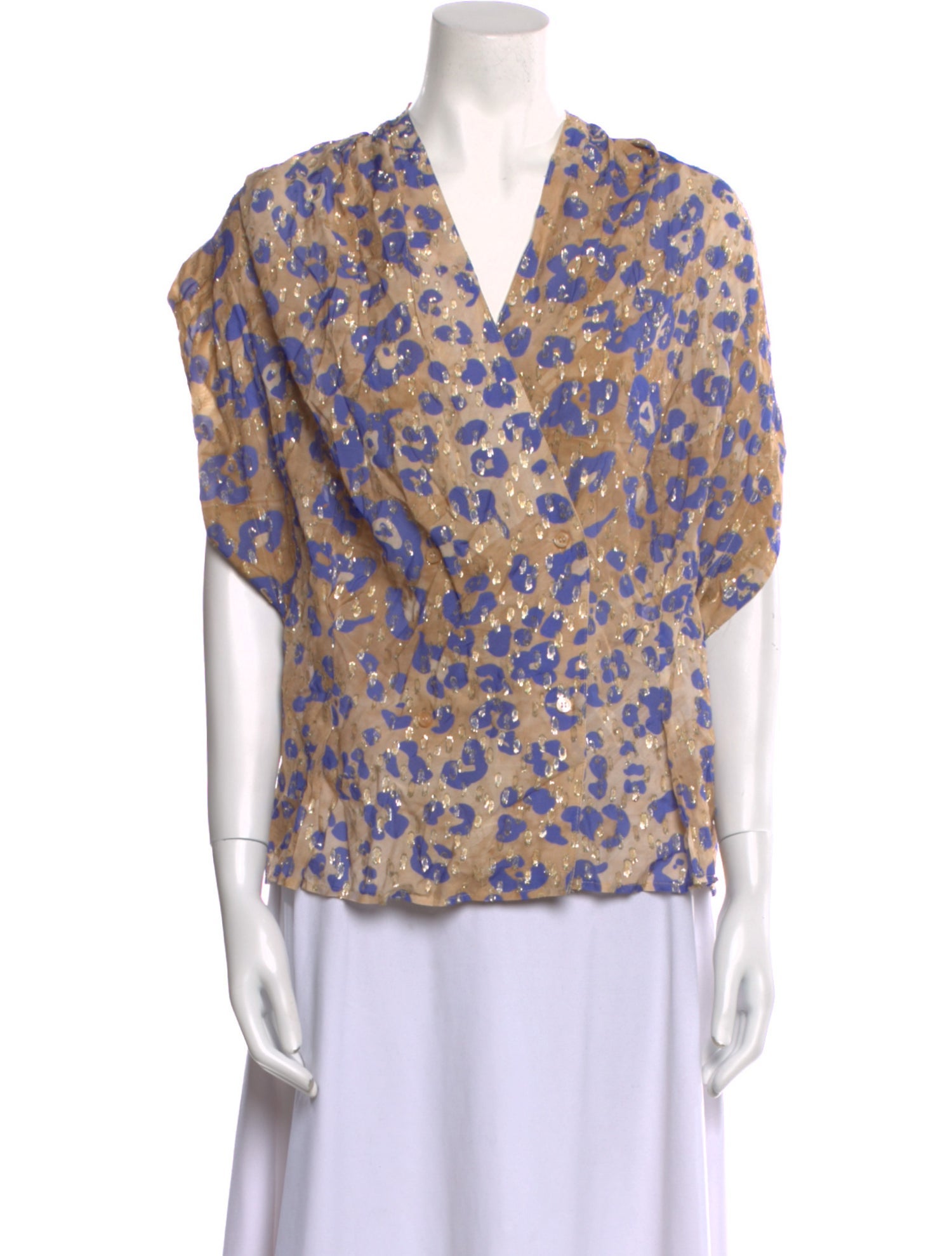 Smythe Floral Print V-Neck Blouse w/ Tags