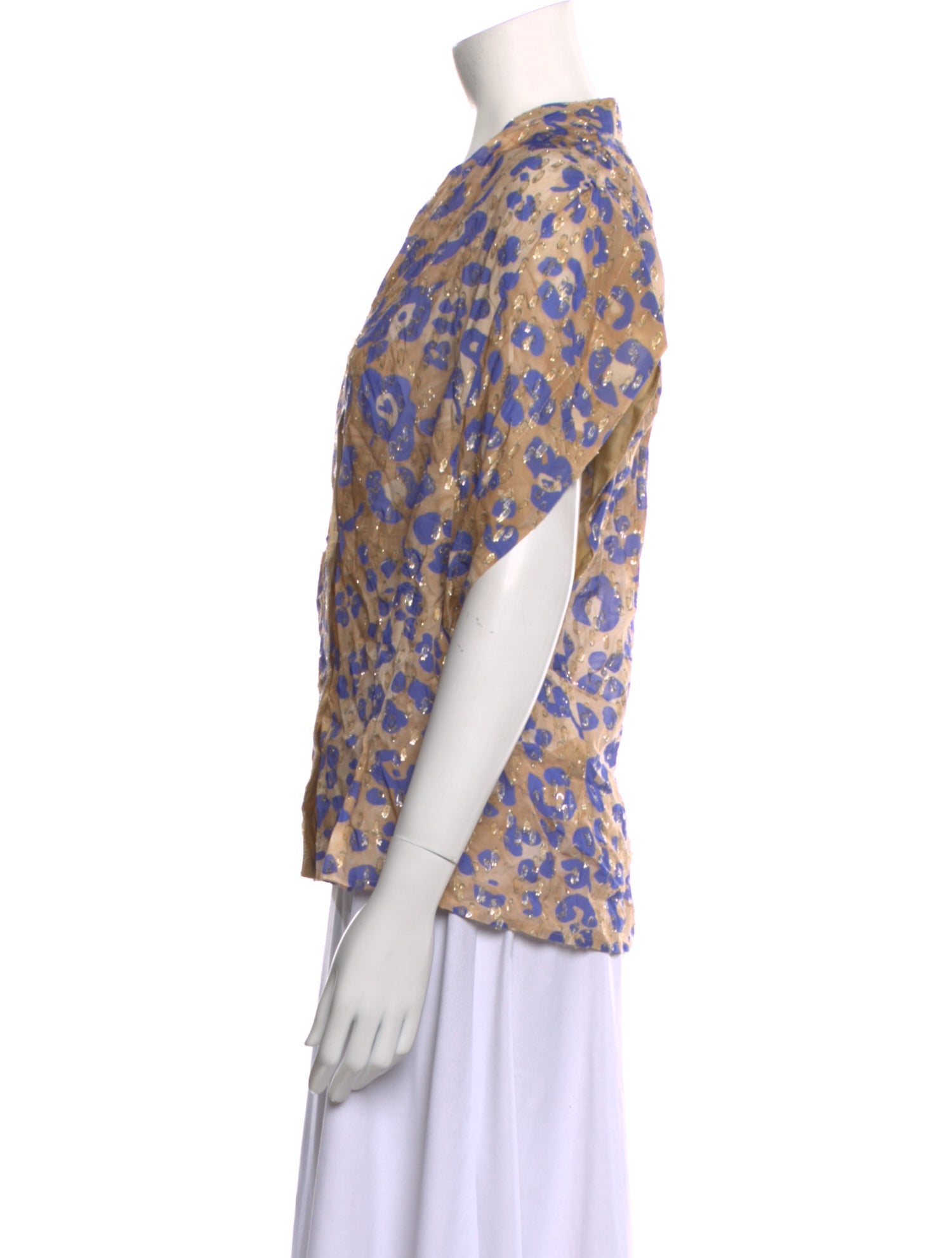 Smythe Floral Print V-Neck Blouse w/ Tags