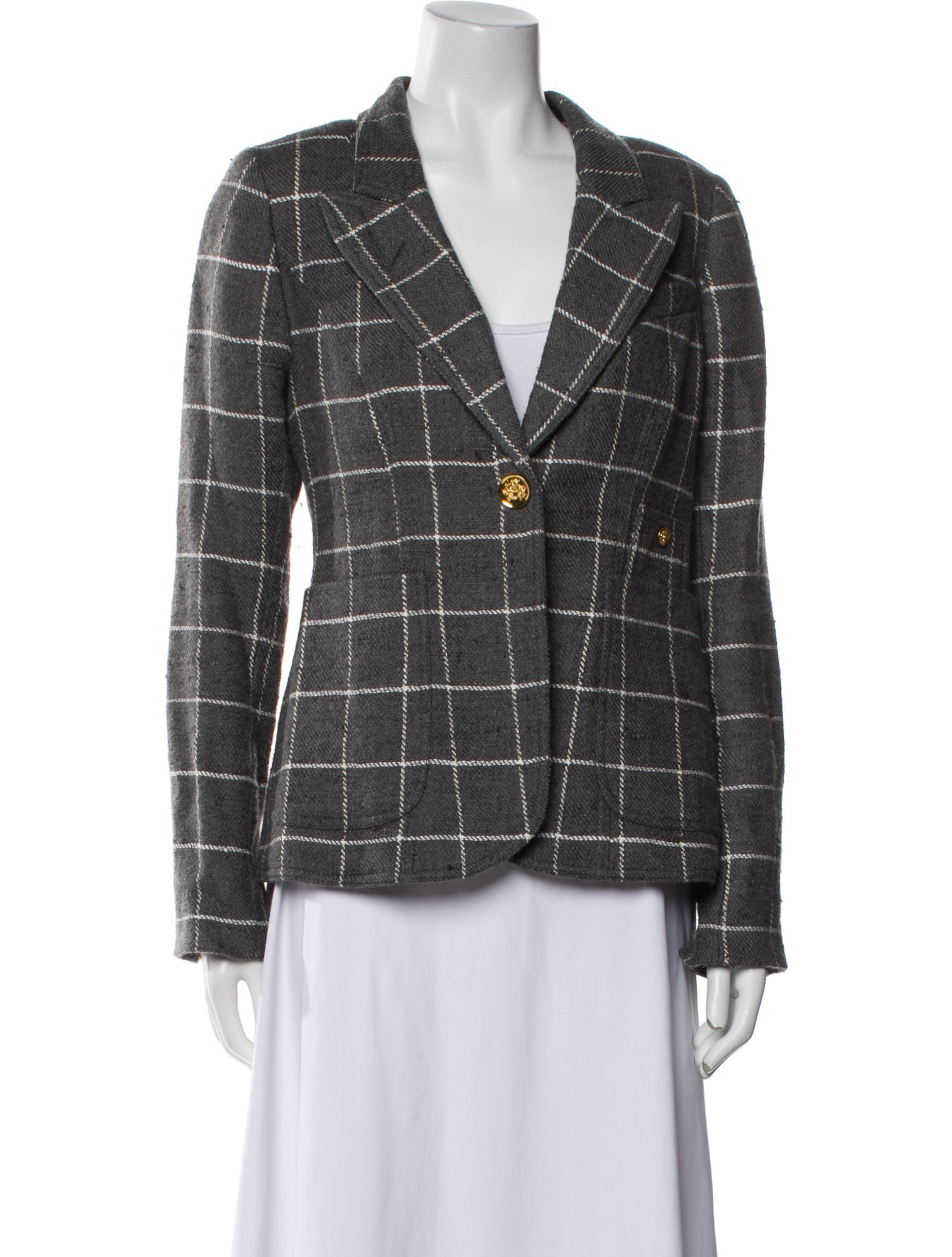 Smythe Wool Plaid Print Blazer
