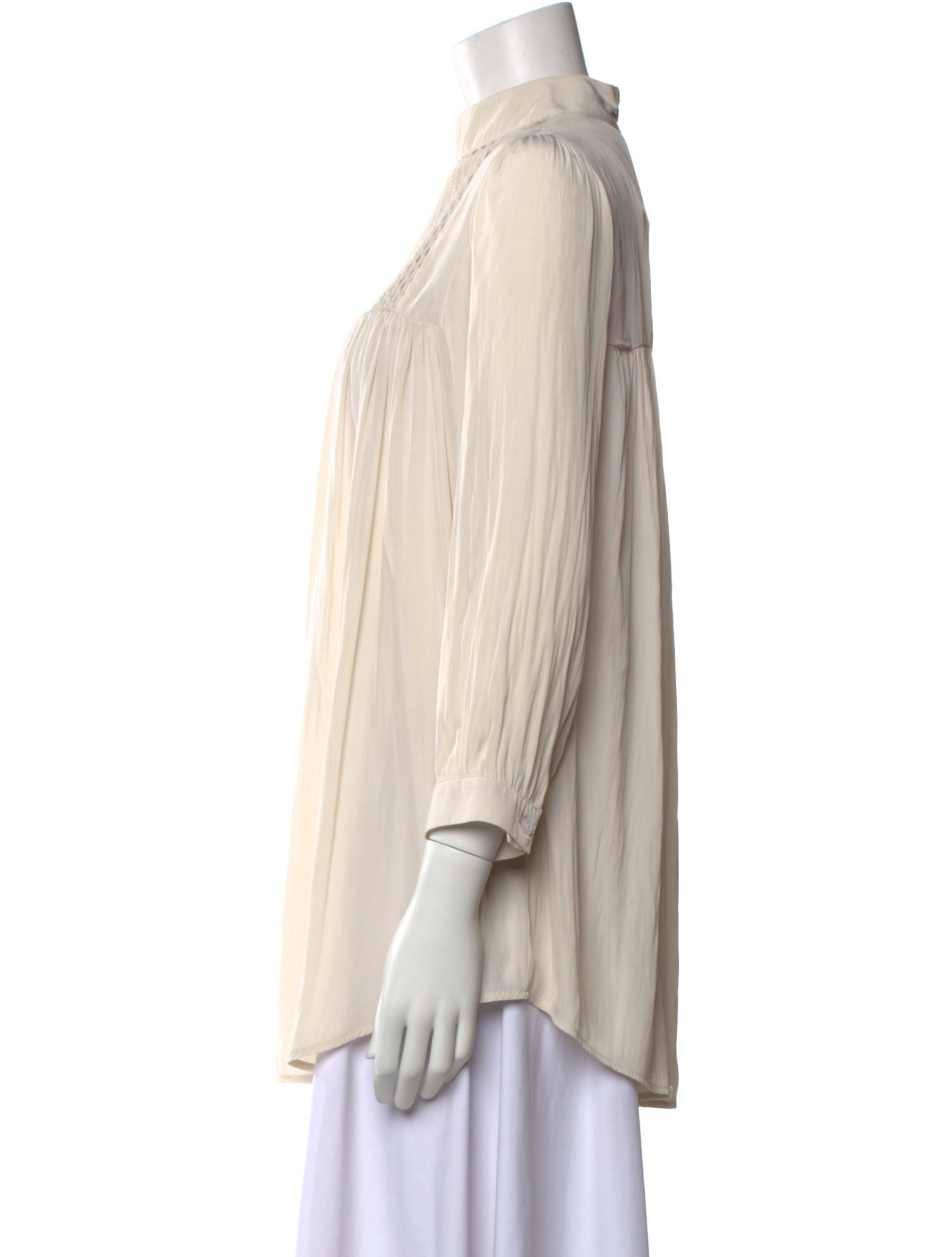 Smythe Mock Neck Long Sleeve Blouse