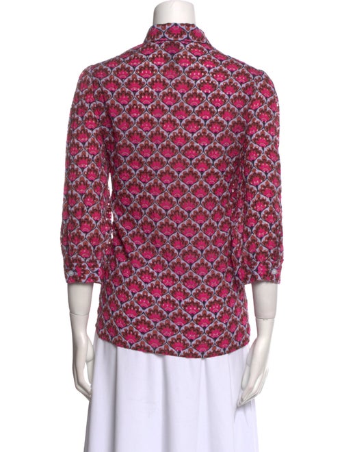 Smythe Printed Three-Quarter Sleeve Button-Up Top